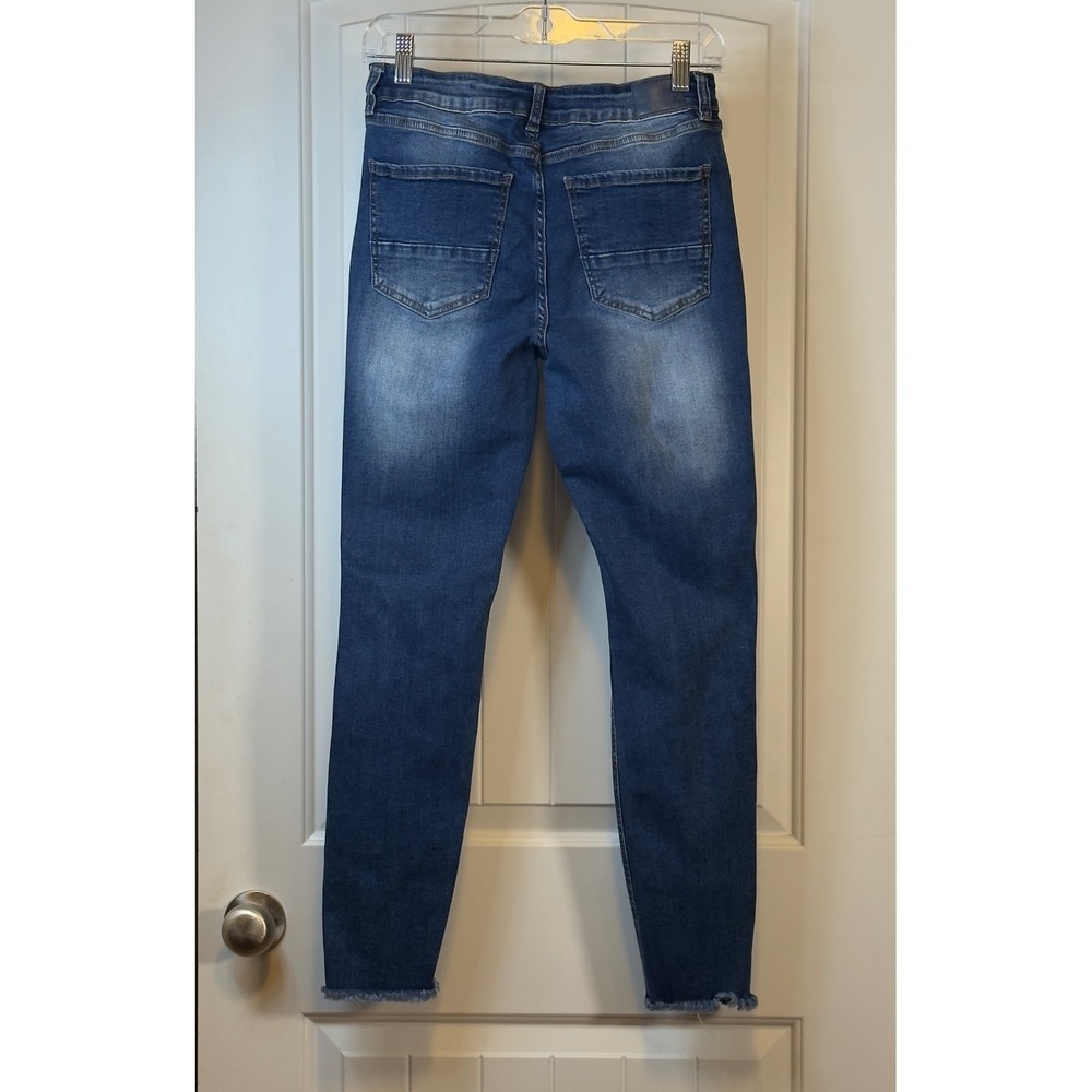 Resfeber Los Angeles Distressed Skinny Jeans Medium Wash Frayed Hem Womens - Picture 3 of 13
